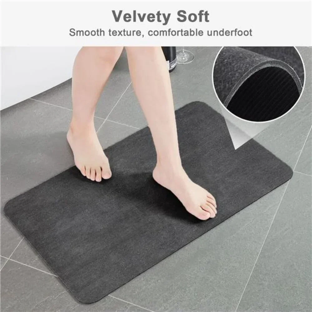 Bath Mat Rug, Super Absorbent Quick Dry Non-Slip Thin Bathroom Rugs, Easy Clean